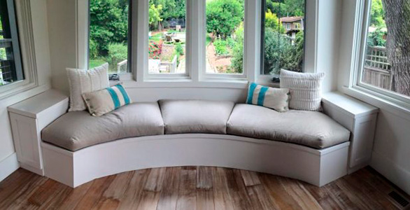 Window seat - grey cushions